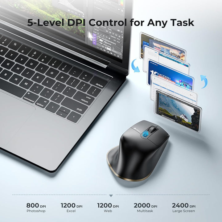 Bluetooth Maus, iClever Rechargeable Ergonomiche Maus Kabellose Mouse, Wiederaufladbarer Akku, Multi