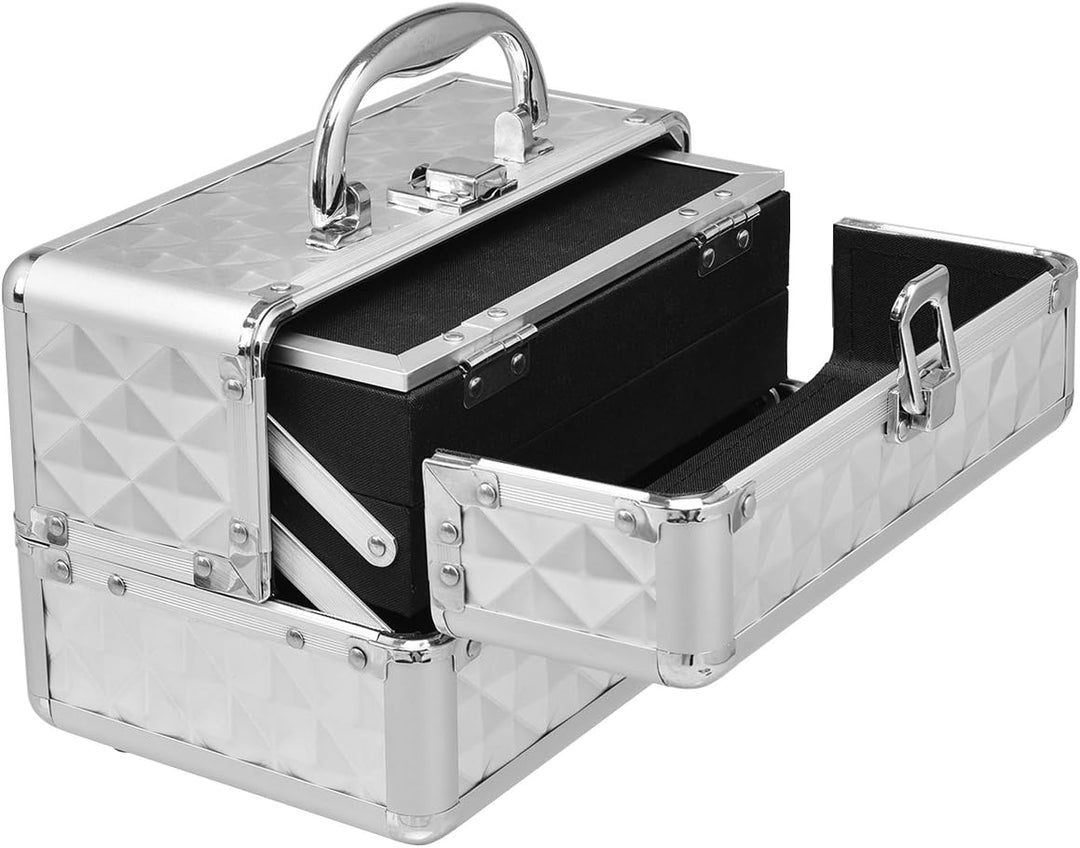 COSTWAY Beauty Case Schminkkoffer Kosmetikkoffer, Schmuckkoffer 23 x 15 x 18cm, Friseurkoffer mit Sp