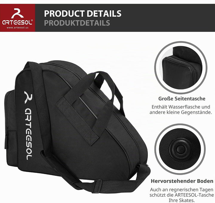 Rollschuhe Tasche, Inliner Tasche, Schlittschuhe Tasche, Skatertasche für Kinder/Erwachsene Schwarz,