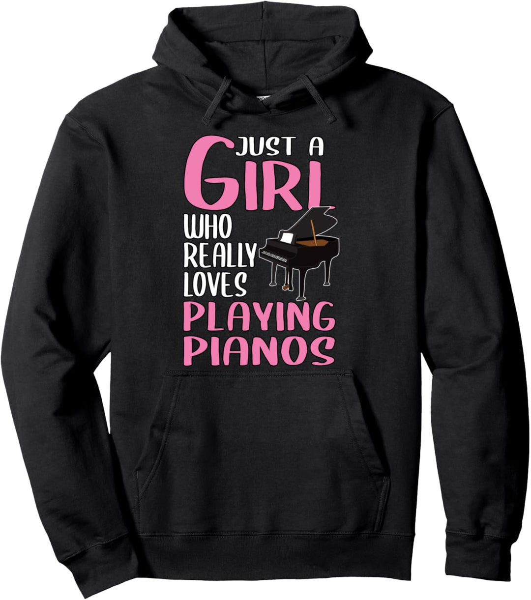 Damen Just A Girl Klavier Geschenk Instrument Klavier Pullover Hoodie
