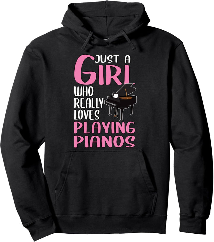 Damen Just A Girl Klavier Geschenk Instrument Klavier Pullover Hoodie
