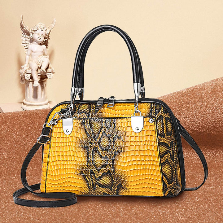 NICOLE & DORIS Retro Handtasche für Frauen Schultertaschen Klassische Krokodil Umhängetasche PU Lede