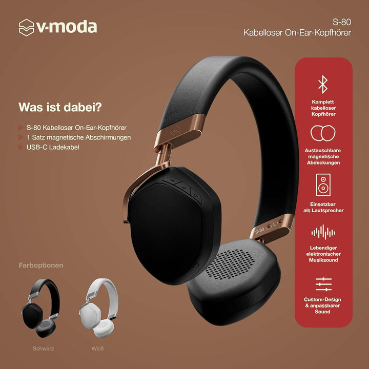 V-MODA S-80 KABELLOSER KOPFHÖRER UND Lautsprecher-System. Schlankes und stylisches Design. Personali