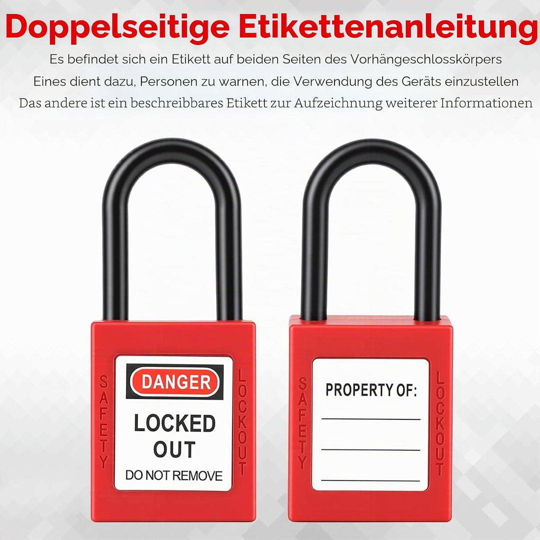 Lockout Vorhängeschloss, 5 Stück Nylon Staubdicht Sicherheits Vorhängeschloss mit 10 Schlüssel, 38mm