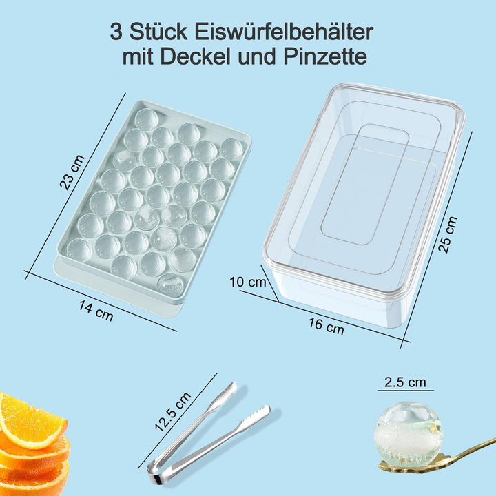 Miaowoof Eiswürfelform mit Deckel, 2,5 cm x 99 Stück Runde Eiswürfel, Non-BPA Eiswürfelbehälter mit