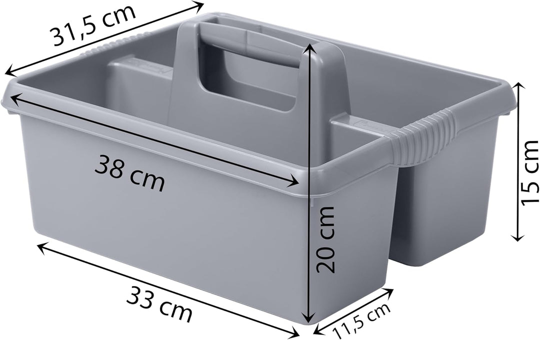 Tragbarer Organizer für Putzmittel 38x32x15 cm Grau Werkzeugträger Gartengerätekorb Schuhputzkasten