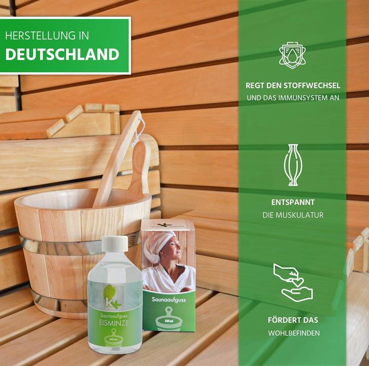 KK Sauna Aufguss Konzentrate PREMIUM | 500 ml Flasche | Made in Germany | Wellness für Zuhause | Eis