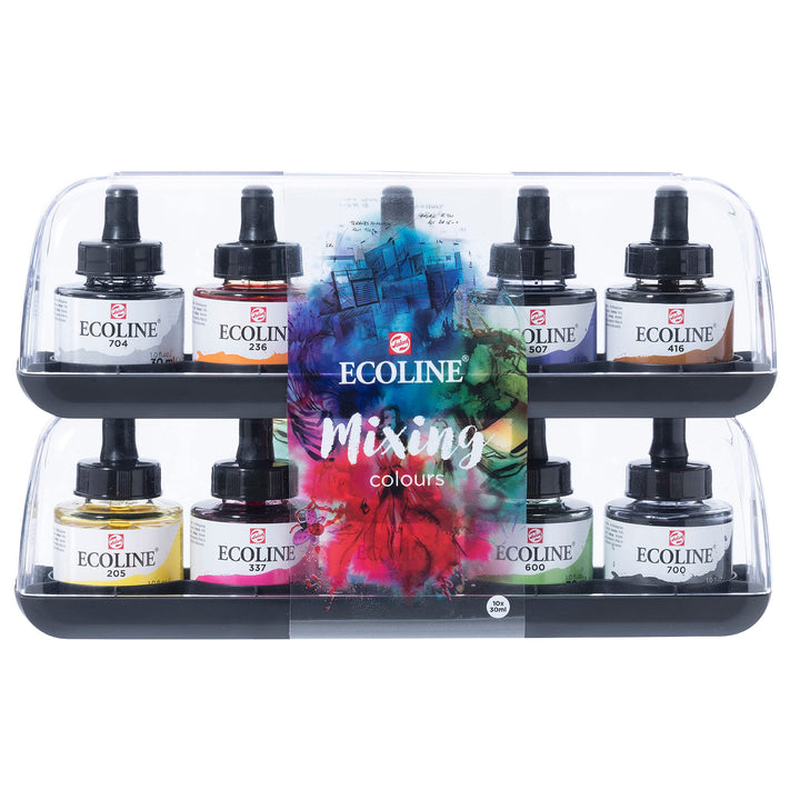 Talens Ecoline , Aquarell, Wasserfarbe 10 x 30ml Gläser-Set 30 ml (10er Pack) Mehrfarbig, 30 ml (10e