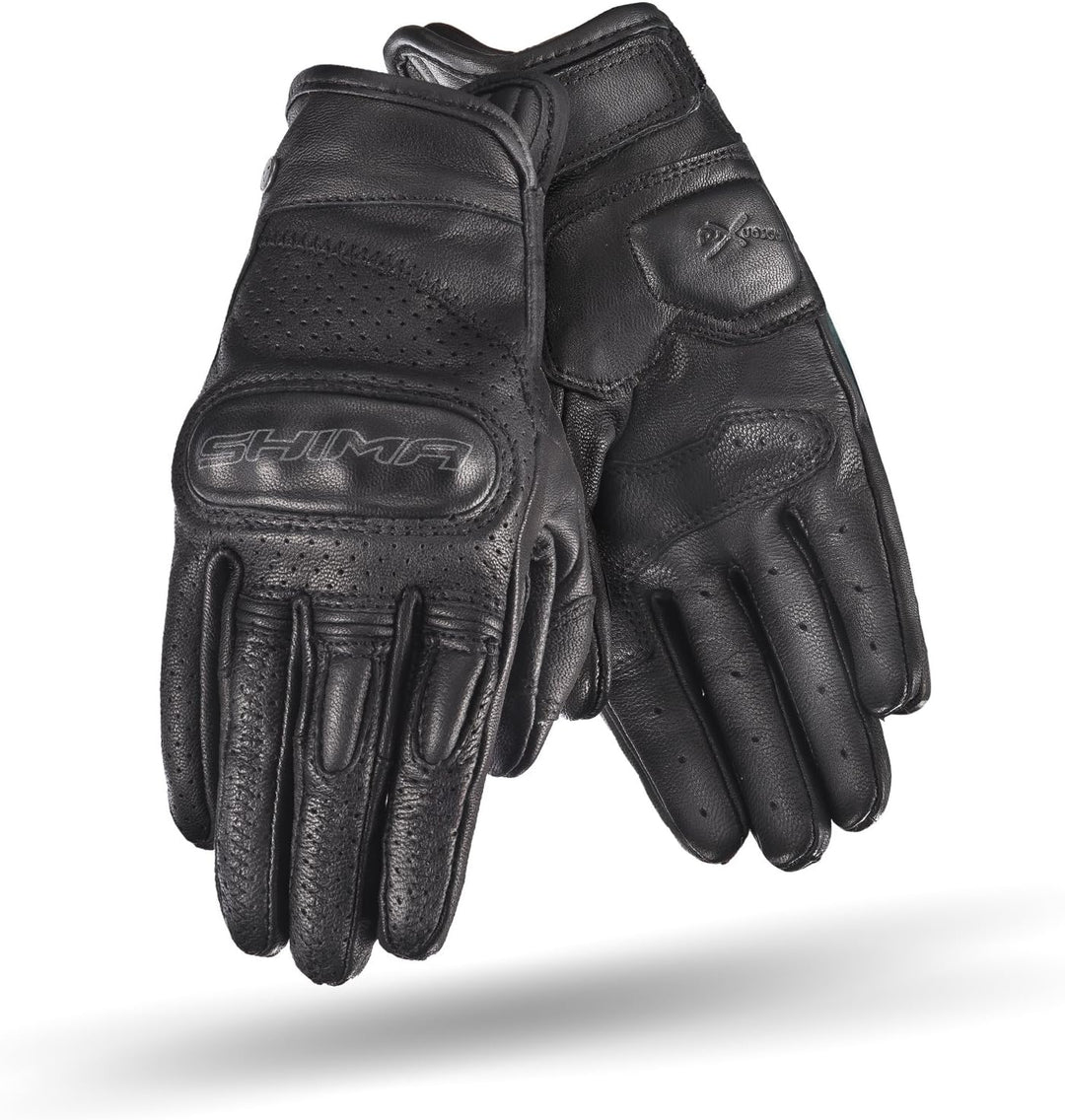 SHIMA Caliber Motorradhandschuhe Damen Herren - Klassische, Vintage, Sommer mit Protektoren M Schwar