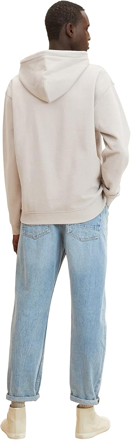 TOM TAILOR Denim Herren Hoodie Sweatshirt mit kleinem Logo-Print S 11754 - Light Dove Grey, S 11754