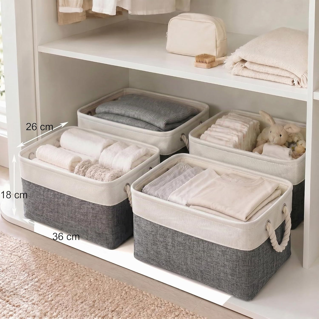 Mangata Canvas Aufbewahrungsbox 4er Set, Faltbare Aufbewahrungskörbe aus Stoff mit Griffen für Schrä