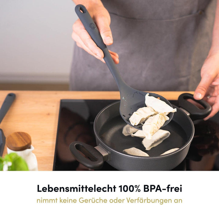 Hoffmann Küchenhelfer-Set, Anthrazit, Silikon-Edelstahlkern, Spülmaschinenfest, Hitzebeständig, Anti