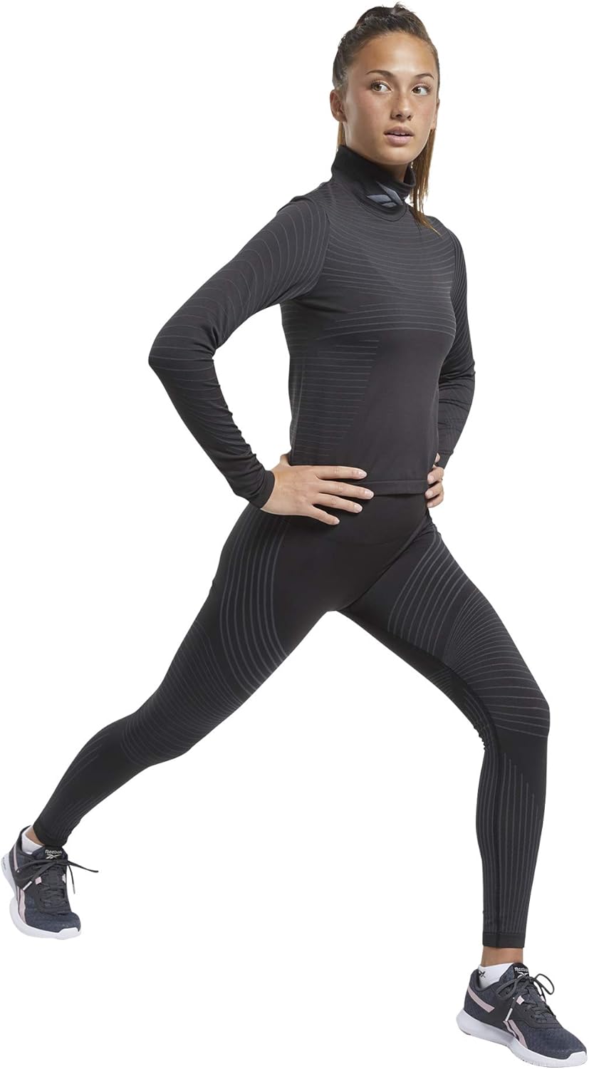 Reebok Damen Ts Thermowarm Smls Ls Nahtlos XS Schwarz, XS Schwarz