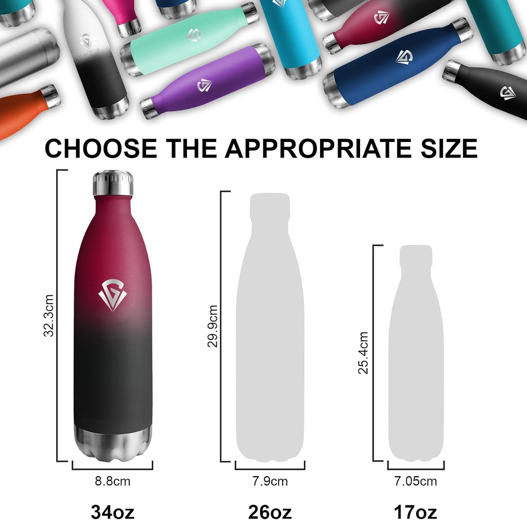 Edelstahl Trinkflasche 1l, Thermosflasche, BPA-Frei, Trinkflasche Auslaufsicher, 24h Kalt & 12h Warm