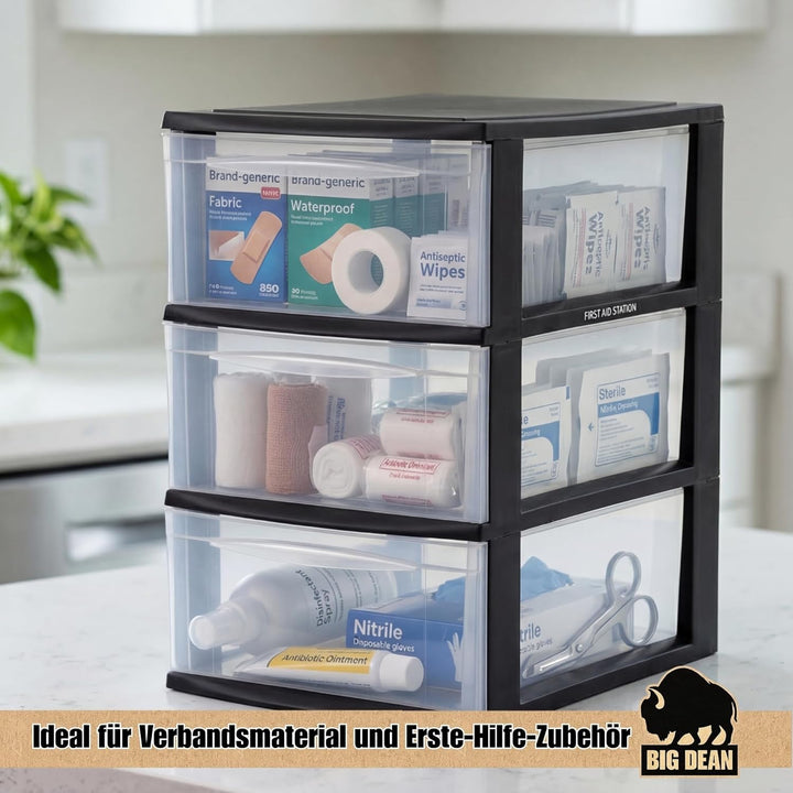 Grosse Schubladenbox A4 Schubladenschrank Schreibtisch Organizer Transparent mit extra hohen Schubla