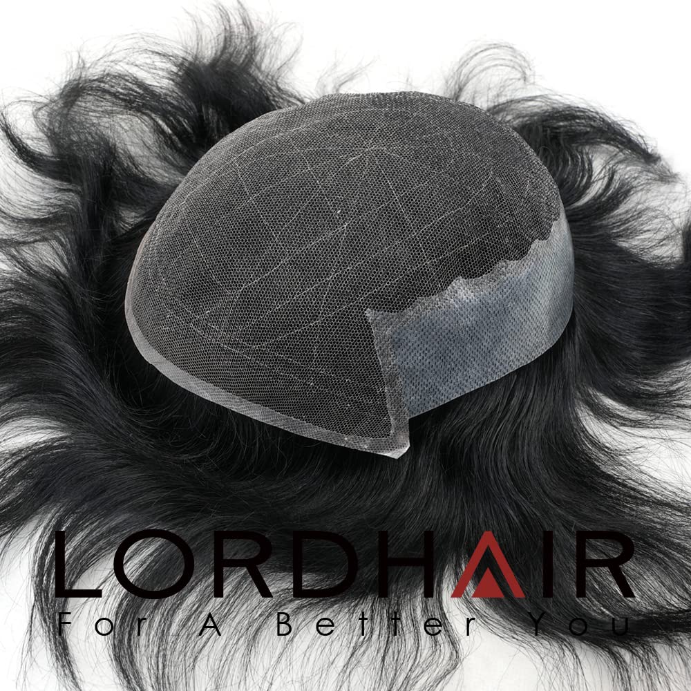 Lordhair Perücke Männer,Realität Toupet,Französische Spitzen weben mit Zwei Seiten und hinter sich P