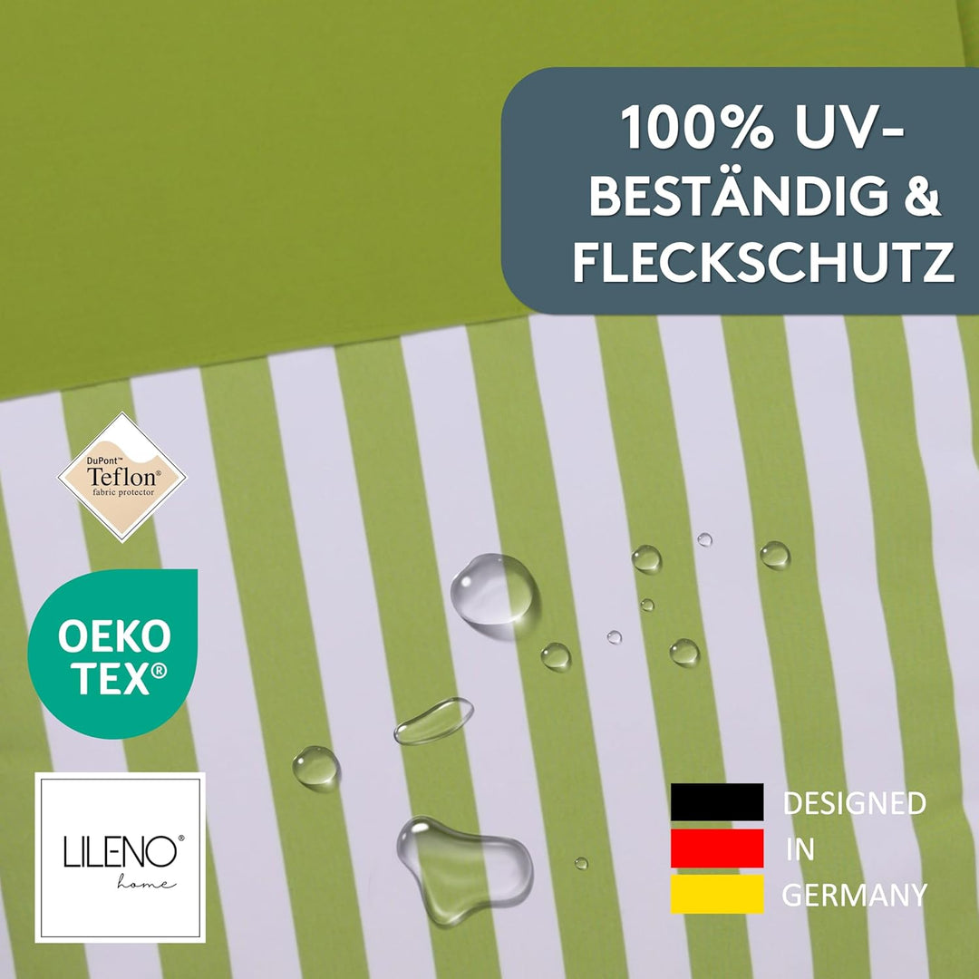 LILENO HOME Gartenstuhl Auflagen als [2er Set - Niedriglehner] in Streifen Hellgrün - Uni Hellgrün -