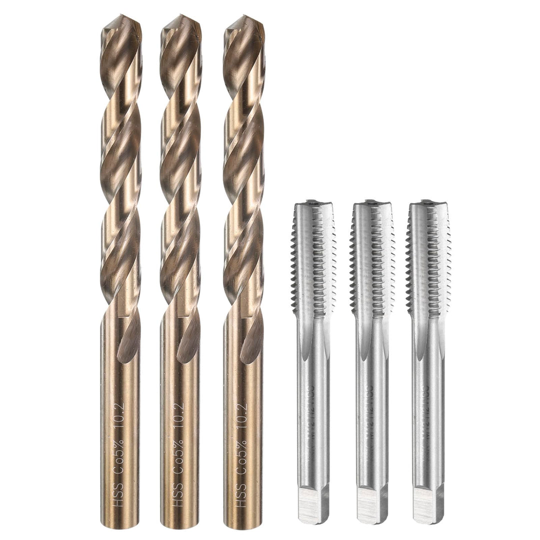 QUARKZMAN Gewindebohrer Set, 3 Stück M12 x 1,75 Metrische Gewindeschneidschrauben & 3 Stück 10,2 mm