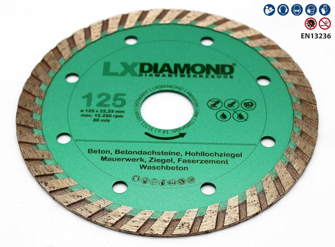 LXDIAMOND Diamant-Trennscheibe 125mm x 22,23mm Diamantscheibe Betonscheibe für Stein Beton Mauerwerk