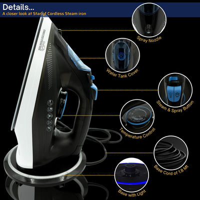 BEST DIRECT Starlyf Cordless Steam Iron Schnurloses Dampfbügeleisen - Schnurloses Dampfbügeleisen -
