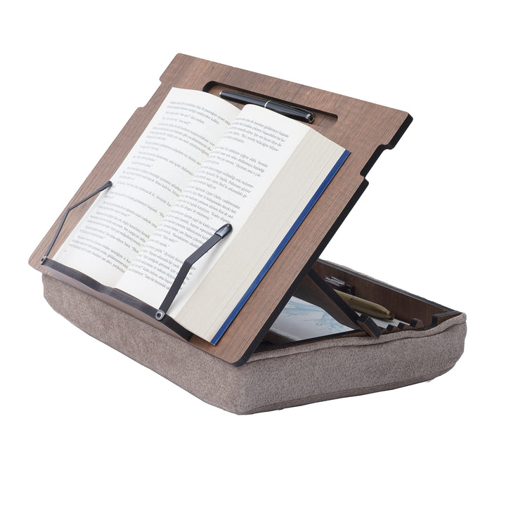 Vigo Wood Buchständer mit Stauraum, Buchhalter, Leseständer, Kochbuchhalter, Rezeptbuch Ständer, Hol