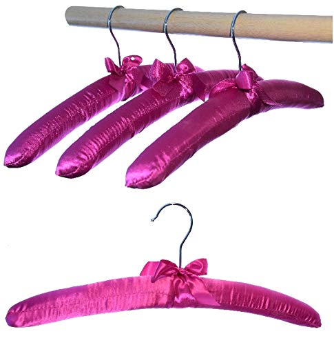 Kleiderbügel gepolstert, 10 STK. Satin pink, Satinbügel, Pink
