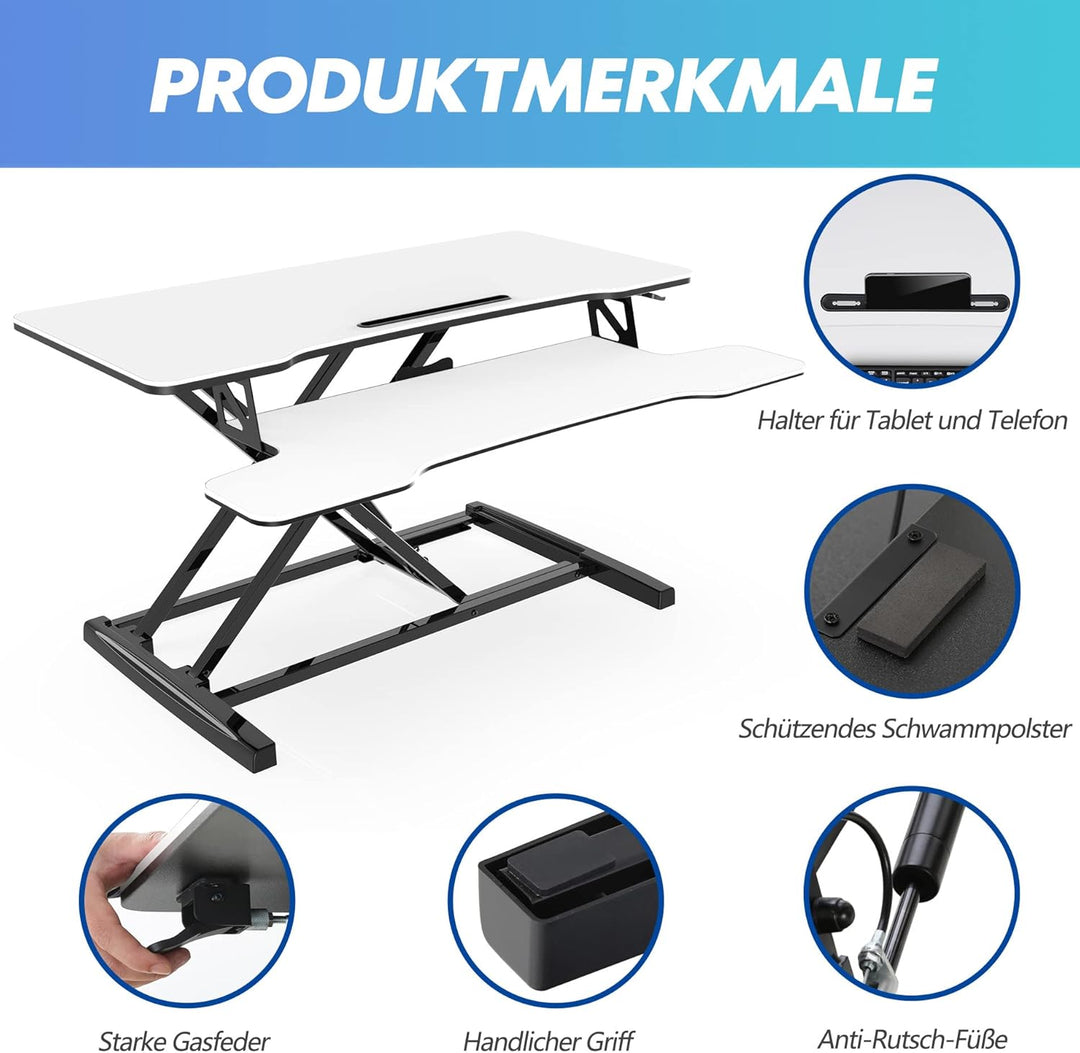 FITUEYES Höhenverstellbar Schreibtischaufsatz Büro Sitz Steh Computertisch 92 x 40 cm Stehpult mit T