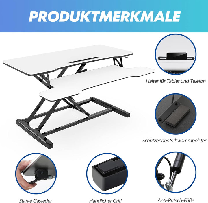 FITUEYES Höhenverstellbar Schreibtischaufsatz Büro Sitz Steh Computertisch 92 x 40 cm Stehpult mit T