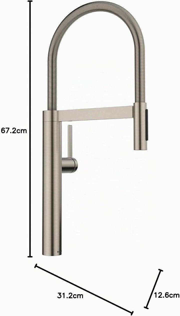 BLANCO CULINA-S II | Küchenarmatur in satin platinum | Hochdruck | Mit herausziehbarem Schlauch | We
