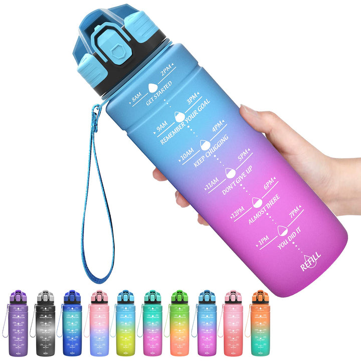 Sport Trinkflasche 2l, 1,5l, 1l, 700ml, 500ml Trinkflasche Kinder Auslaufsicher, Motivierende Wasser