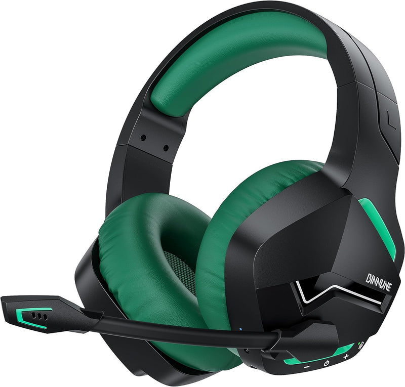 BINNUNE Gaming Headset, Wireless Headset für PS4 PS5 PC Playstation 4 5, Gaming Kopfhörer mit Mikrof