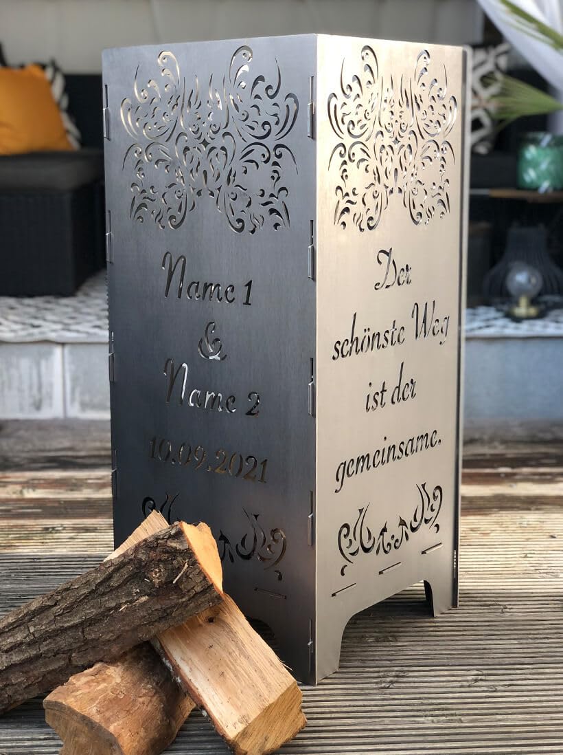 EXTRAVAGANT® Feuertonne Hochzeit Hochzeitsgeschenk PERSONALISIERT Namen Brautpaar Geschenk individue