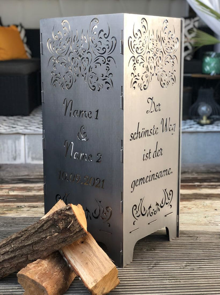 EXTRAVAGANT® Feuertonne Hochzeit Hochzeitsgeschenk PERSONALISIERT Namen Brautpaar Geschenk individue