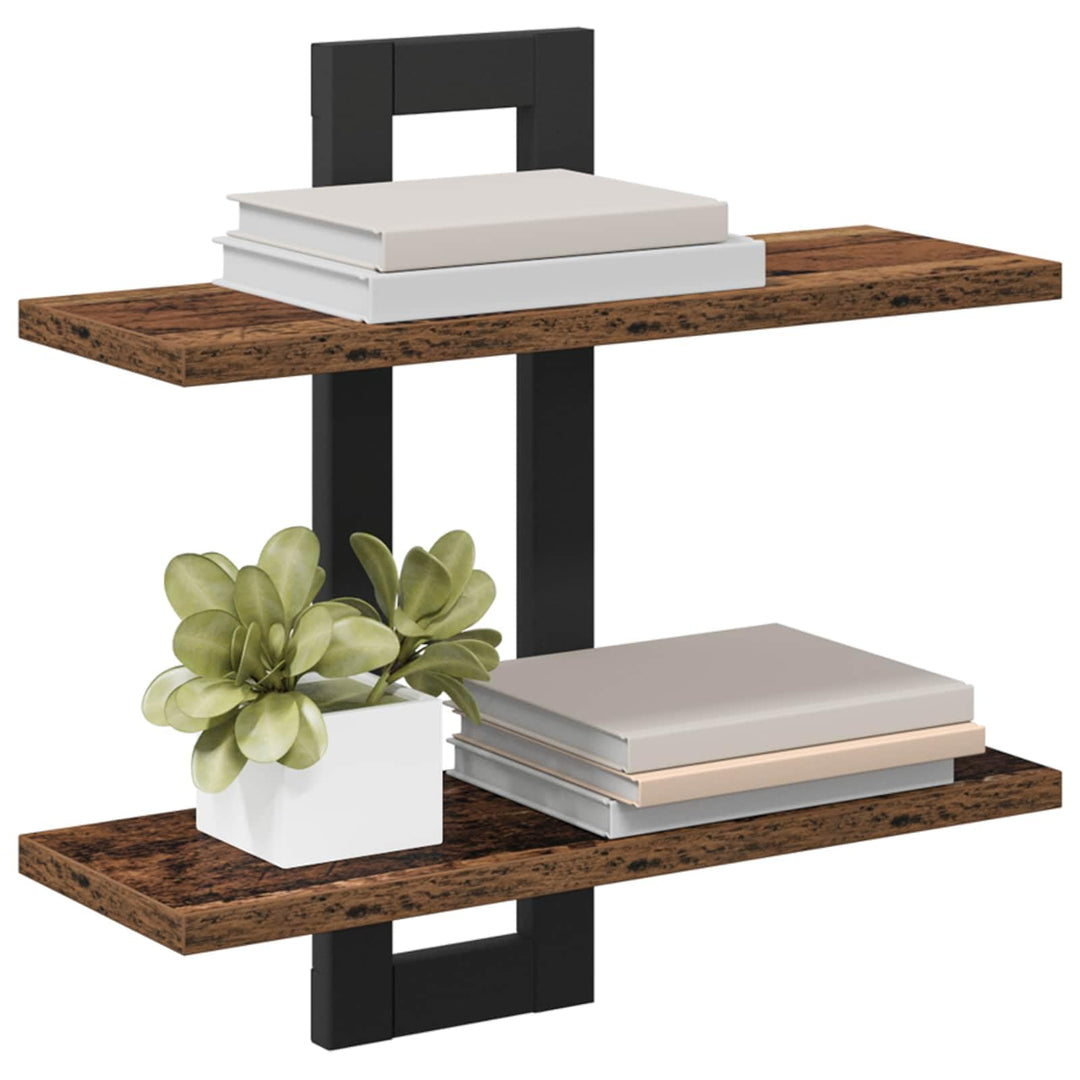 vidaXL Schweberegale Altholz 40 x 15 x 40 cm Holzwerkstoff, Wohnzimmer, Moderne Schwimmregale für pr