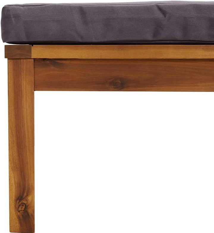 vidaXL Akazienholz Massiv Fusshocker mit Dunkelgrauem Kissen Gartenhocker Sitzhocker Fussbank Hocker