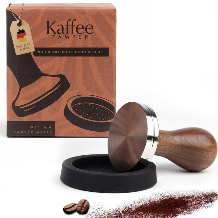 MELOX® - Premium Barista Tamper 58mm aus Edelstahl &amp; Walnussholz (Klassisch) - Kaffee-Stampfer &amp; Kaf