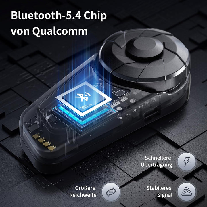 Fodsports FX-S Motorrad Headset Bluetooth 5.4, Helm Kommunikationssystem für 2 Personen, Dreifache G