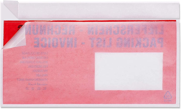 Fuduu.de - Lieferscheintaschen/Begleitpapiertasche DIN Lang rot, 1000 Stück TOP PREIS Garantie