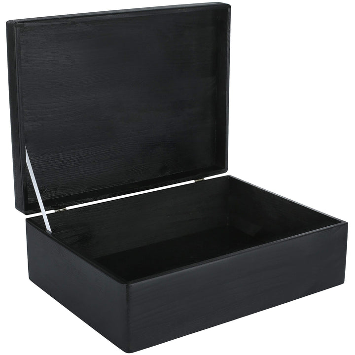 Creative Deco XL Grosse Schwarze Holzkiste mit Deckel | 40x30x14 cm (+/- 1cm) | Erinnerungsbox Baby