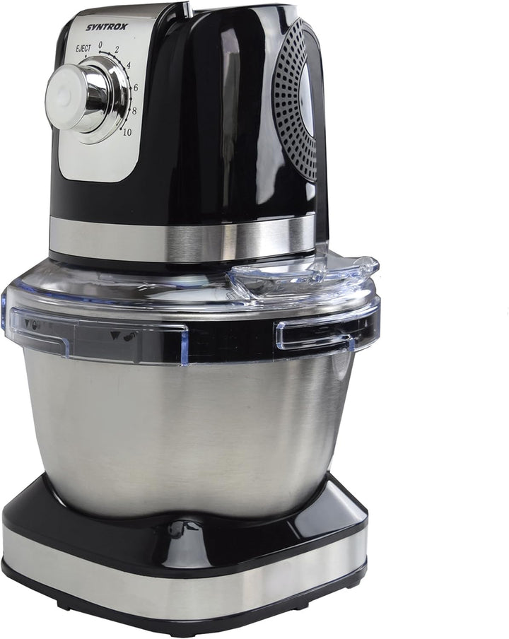 Syntrox Germany KM-600W Küchenmaschine Knetmaschine Mixer, Edelstahl-Behälter, 4 Liter, schwarz