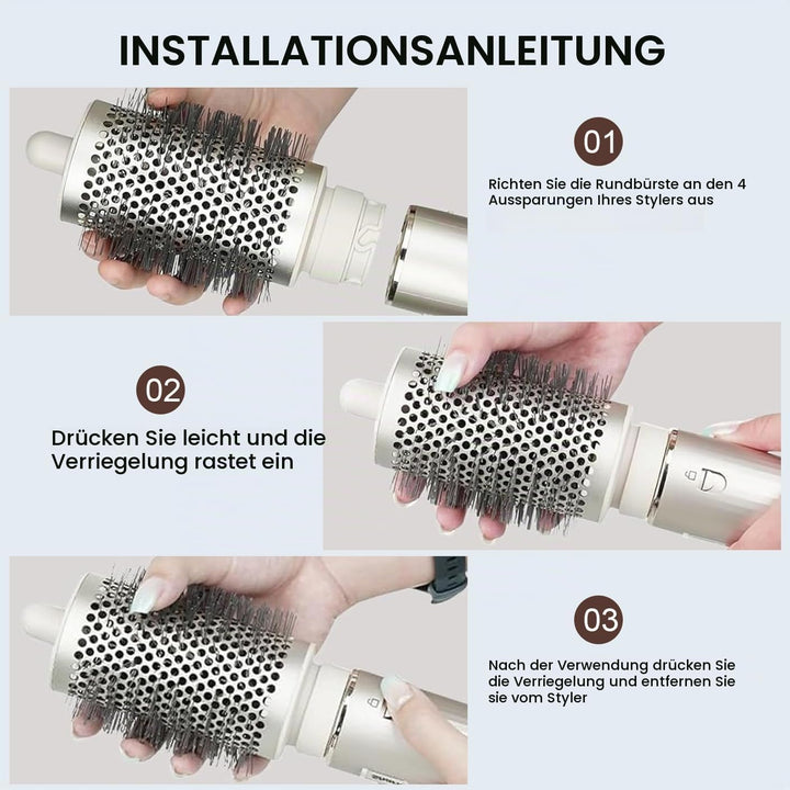 Grosser RundBürste Aufsatz für Shark FlexStyle Föhn, Runder Volumenbürste für Jumbo-Volumen-Heissluf