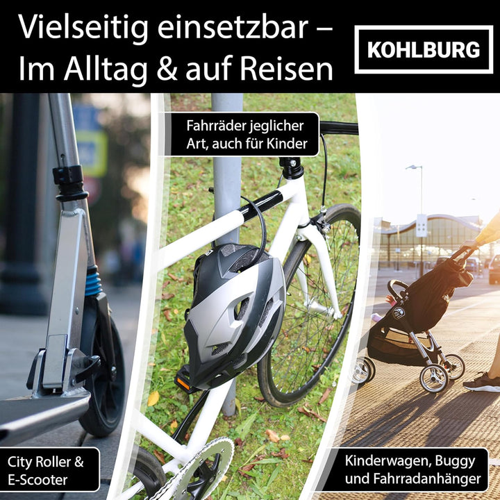 KOHLBURG extrem leichtes Zahlenschloss - 70g leicht mit Zahlencode - 50cm Fahrradschloss klein und s