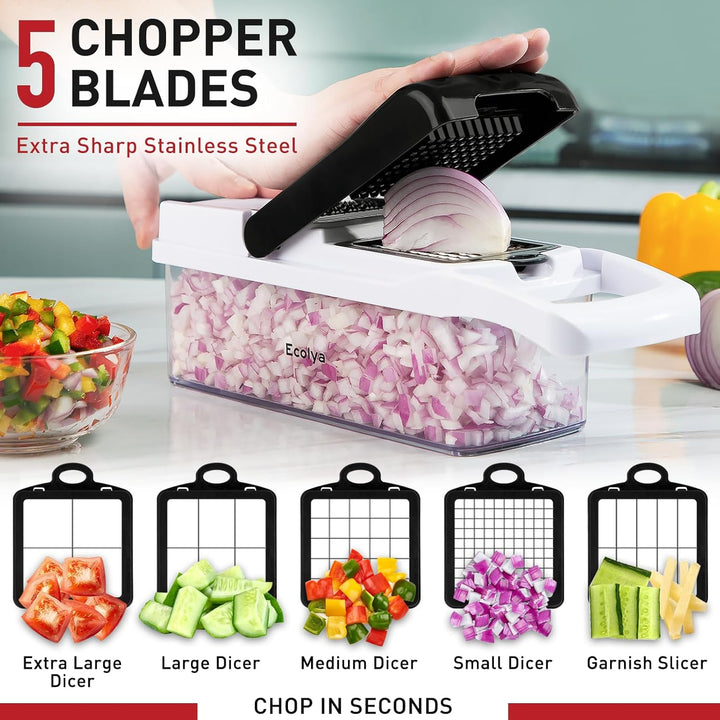 25 in 1 Multifunktionaler Zwiebelschneider Dicer, Spiralizer für Gemüse, Mandoline Hobel, Salat Food