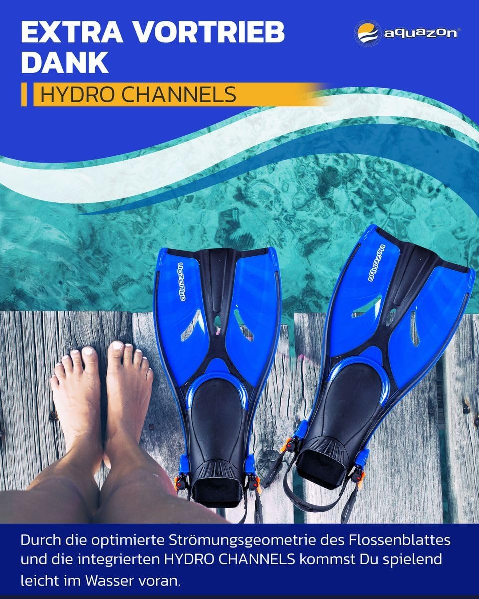 AQUAZON Style Verstellbare Flossen, Schnorchelflossen, Taucherflossen, Schwimmflossen für Kinder und