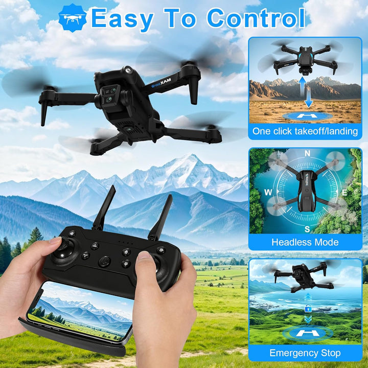 Drohne mit Kamera 4K, Faltbare Kinder Drohne, 3D Flip, Ein-Knopf Start/Landung, Headless Mode, Höhen