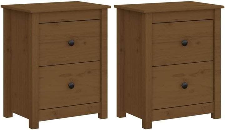 FIRBNUS Bedside Table Nachtkonsole Beistelltisch mit Stauraum Night Stand Nachttische 2er Set Honigb