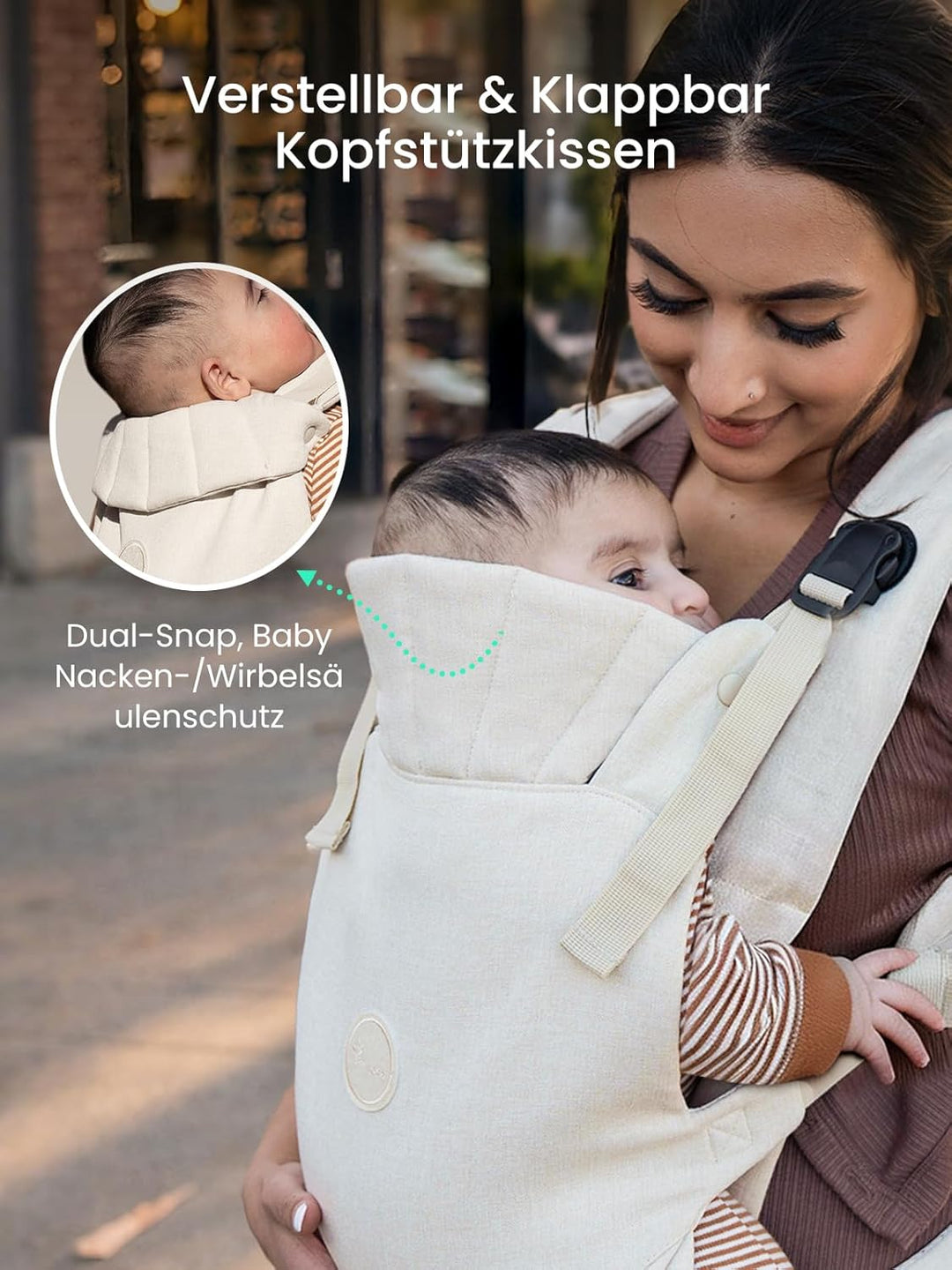 Grownsy Babytrage, Ein-Klick-Schnalle für Einfaches Anlegen, Bequemer Träger von Neugeborenem bis Kl