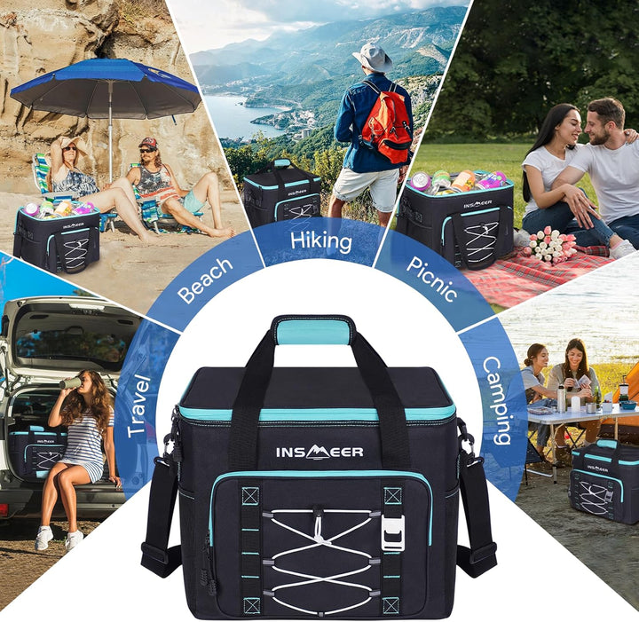 INSMEER Kühltasche 40L/60 Dosen Kühltaschen Grosse, Weiche Kühltasche Faltbar/Auslaufsicher, mit Fla