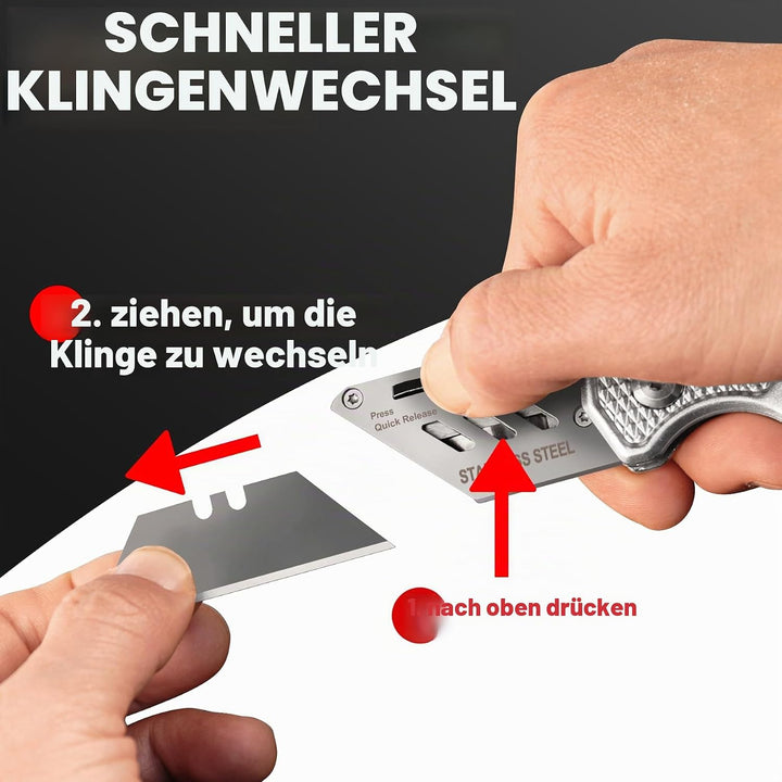 HAUTMEC 3er-Set Klappbares Universalmesser – Aluminium Cuttermesser mit Schnellwechselklinge, Sicher