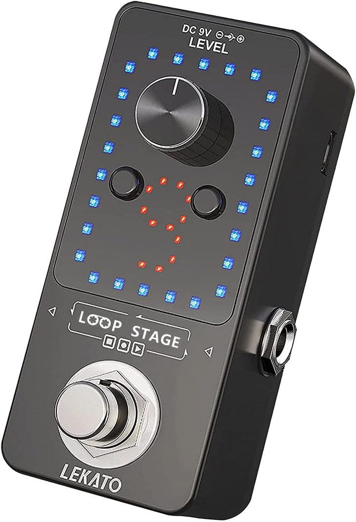 LEKATO Gitarre Loop Effektpedal mit 9 Schnallen Integrierte Stimmgerät Loop Station Max 40 Minuten A